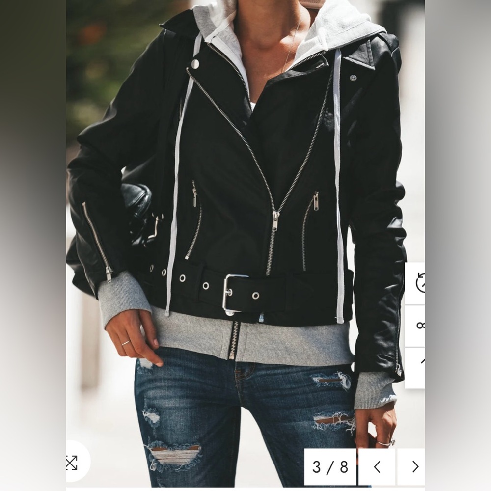 Dylan Hooded Pocked Faux Leather Bomber Jacket